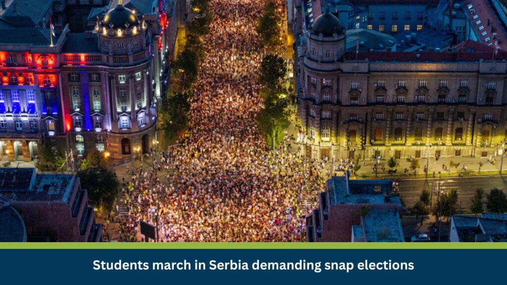 Students march in Serbia demanding snap elections