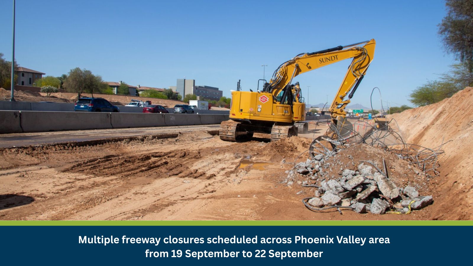 Multiple freeway closures scheduled across Phoenix Valley area from 19 September to 22 September