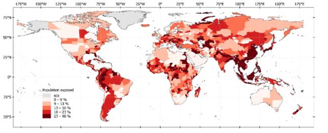 The share of people living in high-risk flood zones.