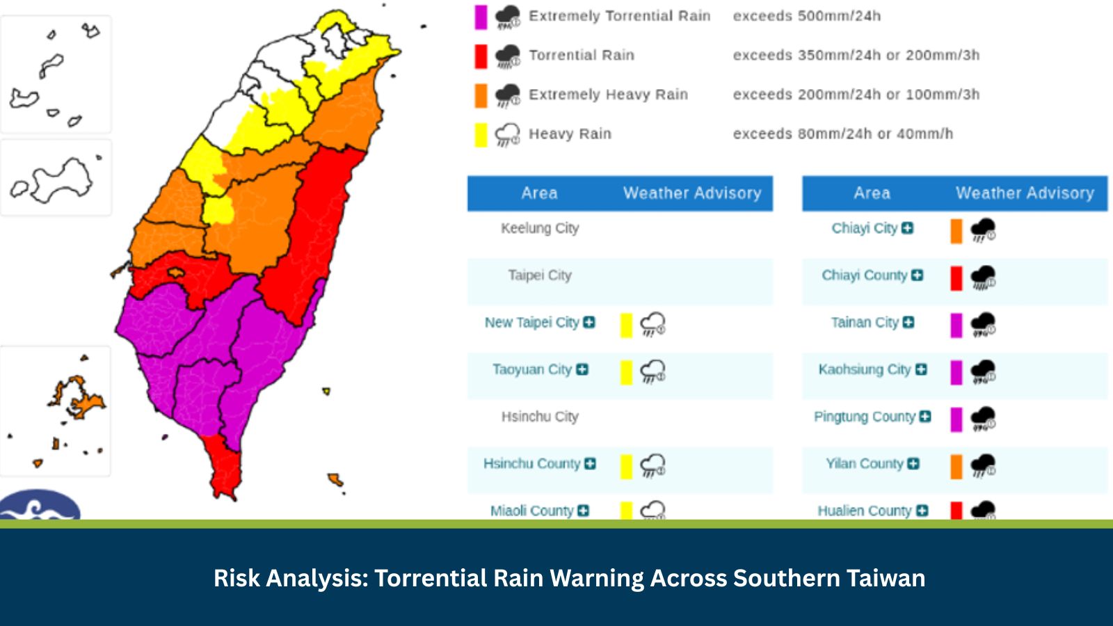 Torrential Rain Warning Across Southern Taiwan